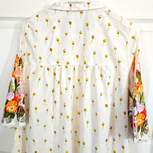 Vintage Models Coat Womens Housecoat Nightgown Pajamas 12 Relaxed Lounge Tulips - Picture 7 of 9